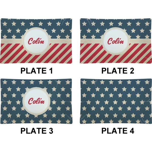 Stars and Stripes Set of Rectangular Dinner Plates (Approval)