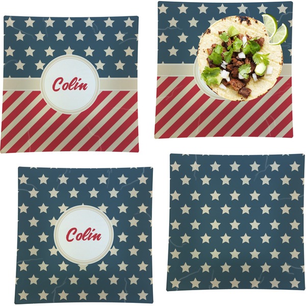 Stars and Stripes Set of Square Dinner Plates