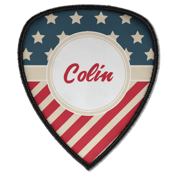 Custom Stars and Stripes Iron on Shield Patch A w/ Name or Text