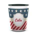 Stars and Stripes Ceramic Shot Glass - 1.5 oz - Two Tone - Set of 4 (Personalized)