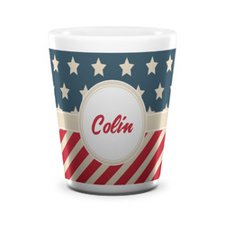 Stars and Stripes Ceramic Shot Glass - 1.5 oz - White - Set of 4 (Personalized)
