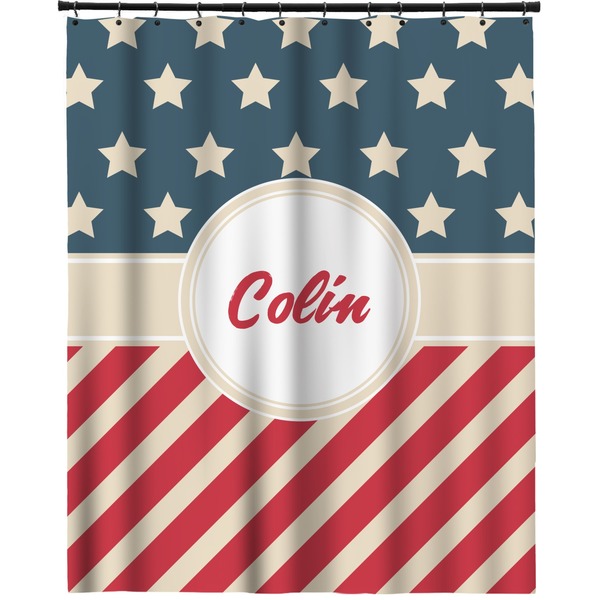 Custom Stars and Stripes Extra Long Shower Curtain - 70"x84" (Personalized)