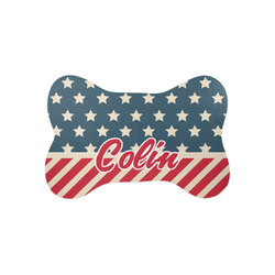 Stars and Stripes Bone Shaped Dog Food Mat (Small) (Personalized)