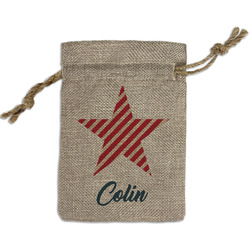 Stars and Stripes Small Burlap Gift Bag - Front (Personalized)