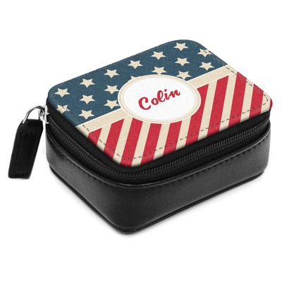 Stars and Stripes Small Leatherette Travel Pill Case (Personalized)