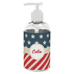 Stars and Stripes Plastic Soap / Lotion Dispenser (8 oz - Small - White) (Personalized)