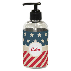 Stars and Stripes Plastic Soap / Lotion Dispenser (8 oz - Small - Black) (Personalized)