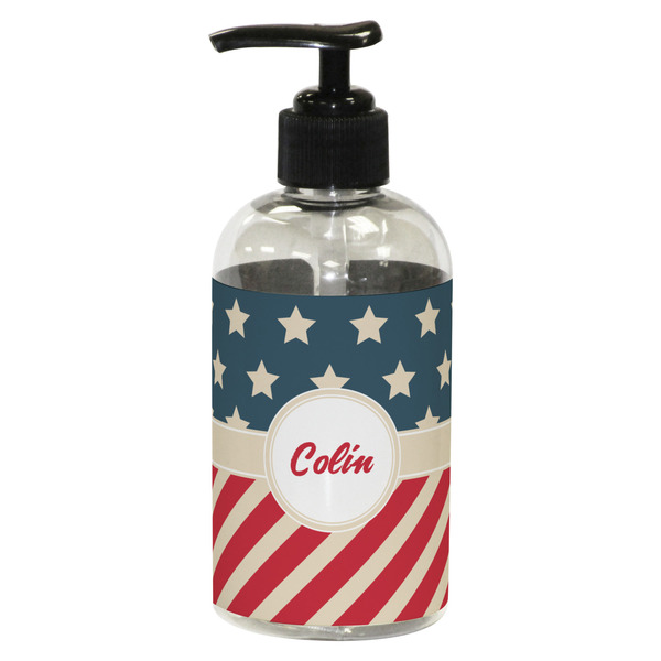 Custom Stars and Stripes Plastic Soap / Lotion Dispenser (8 oz - Small - Black) (Personalized)