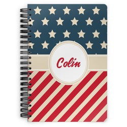 Stars and Stripes Spiral Notebook - 7x10 w/ Name or Text