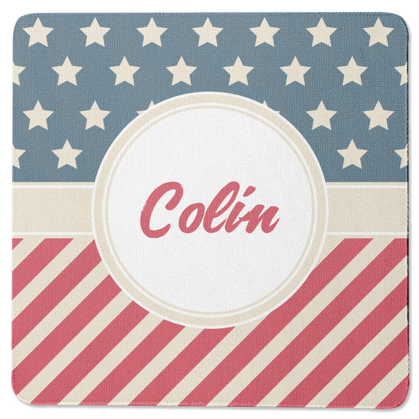 Custom Stars and Stripes Square Rubber Backed Coaster (Personalized)