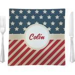 Stars and Stripes 9.5" Glass Square Lunch / Dinner Plate- Single or Set of 4 (Personalized)