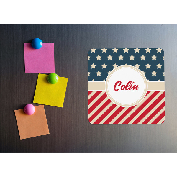 Stars and Stripes Square Fridge Magnet - LIFESTYLE