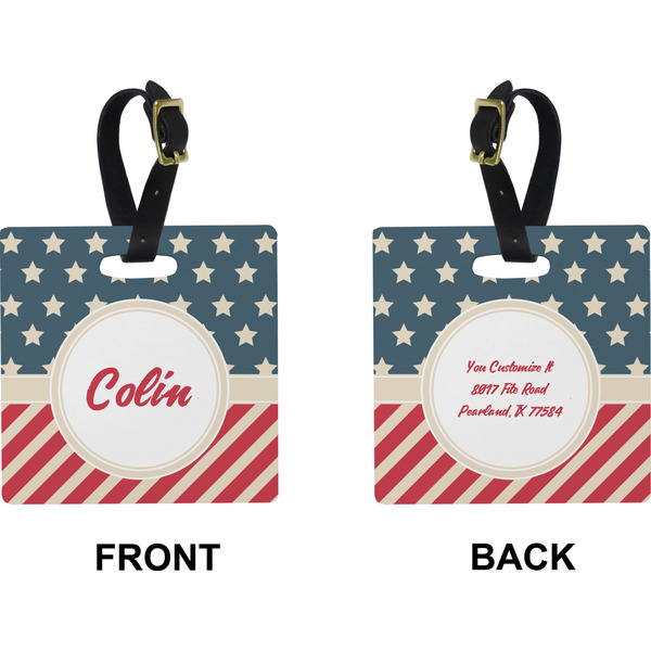 Stars and Stripes Square Luggage Tag (Front + Back)
