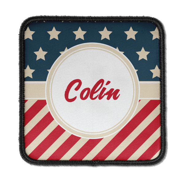 Custom Stars and Stripes Iron On Square Patch w/ Name or Text