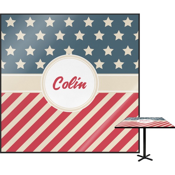 Custom Stars and Stripes Square Table Top (Personalized)