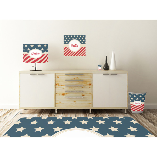 Stars and Stripes Square Wall Decal Wooden Desk