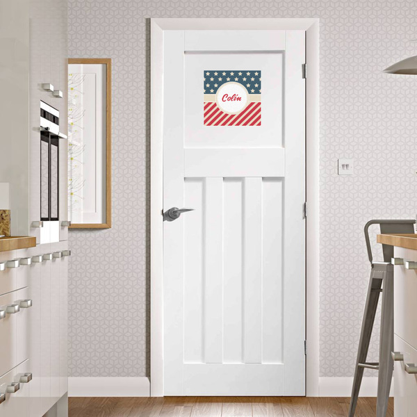 Stars and Stripes Square Wall Decal on Door