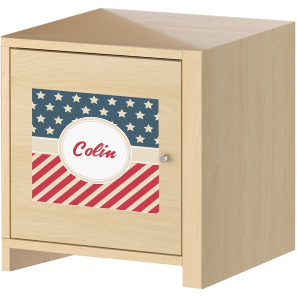 Stars and Stripes Square Wall Decal on Wooden Cabinet