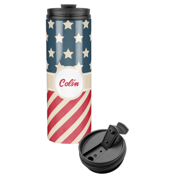 Custom Stars and Stripes Stainless Steel Skinny Tumbler (Personalized)