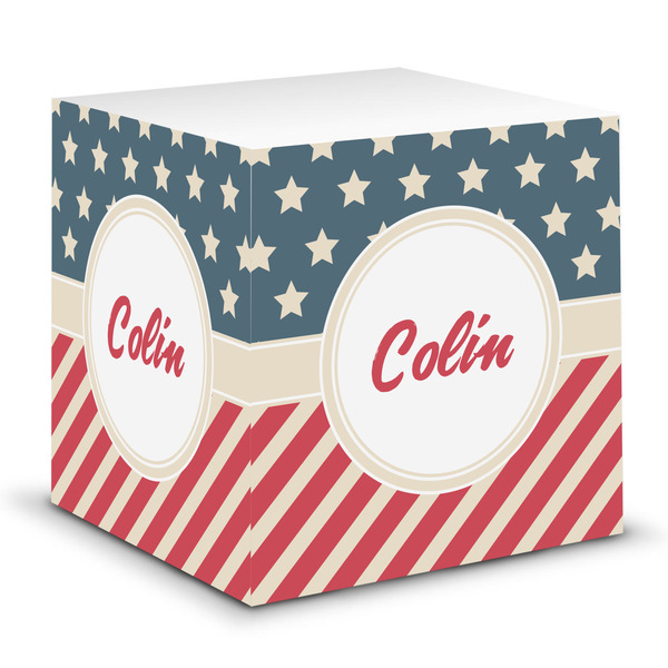 Custom Stars and Stripes Sticky Note Cube (Personalized)