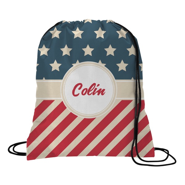 Custom Stars and Stripes Drawstring Backpack - Medium (Personalized)