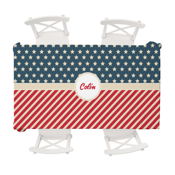 Custom Stars and Stripes Tablecloth - 58"x102" (Personalized)