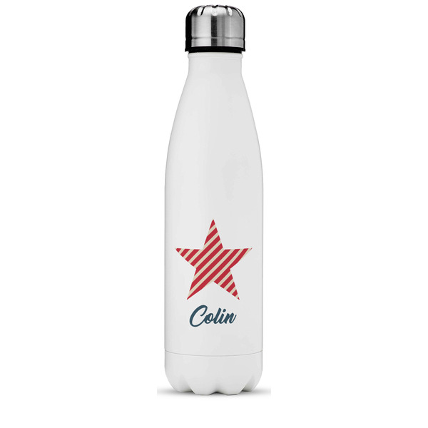 Custom Stars and Stripes Water Bottle - 17 oz. - Stainless Steel - Full Color Printing (Personalized)