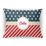 Stars and Stripes Rectangular Throw Pillow Case (Personalized)