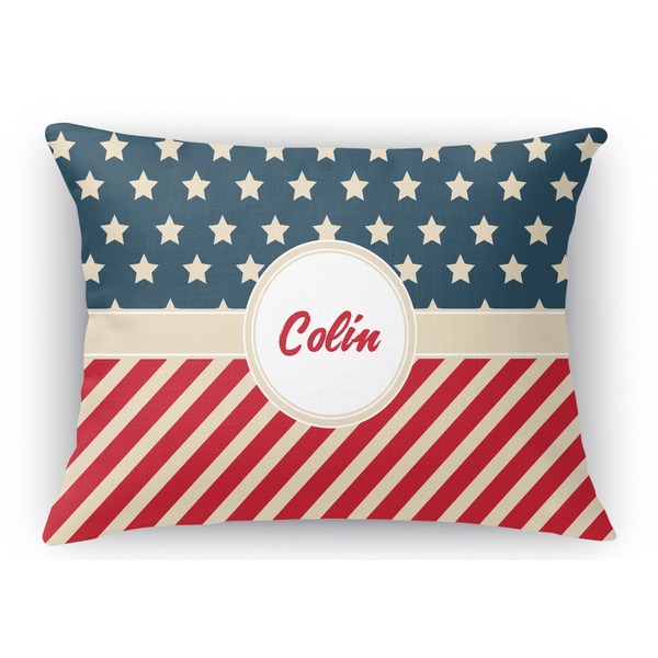 Custom Stars and Stripes Rectangular Throw Pillow Case - 12"x18" (Personalized)