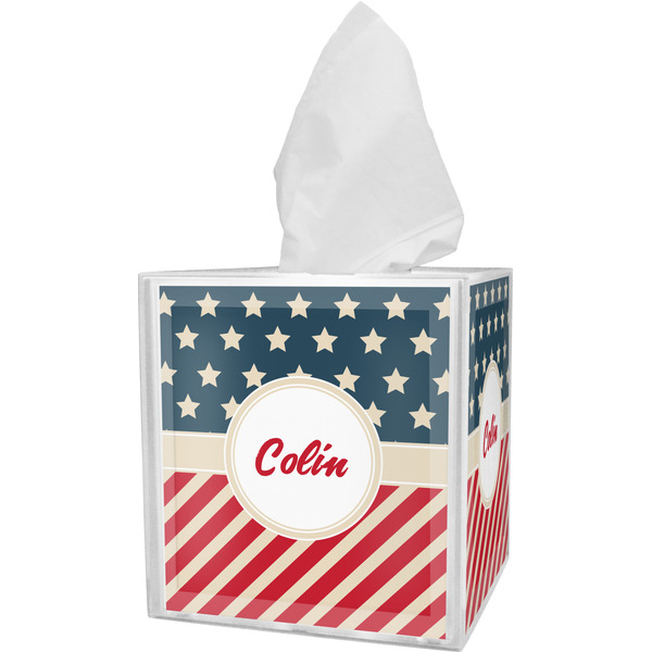 Custom Stars and Stripes Tissue Box Cover (Personalized)