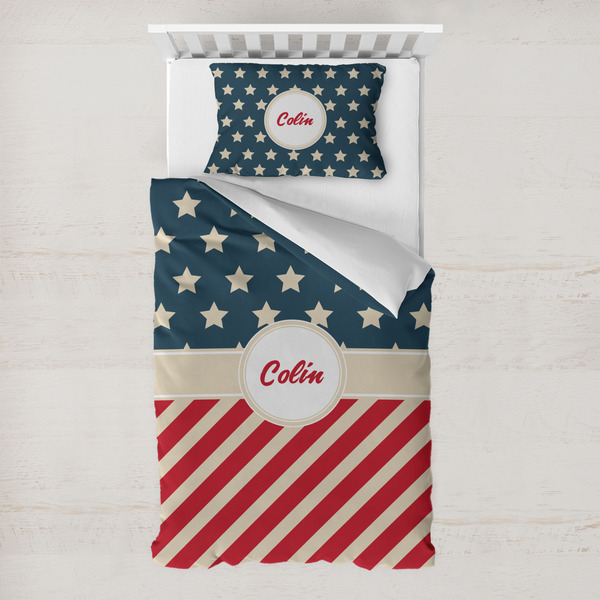 Custom Stars and Stripes Toddler Bedding w/ Name or Text