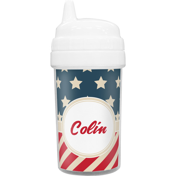 Custom Stars and Stripes Toddler Sippy Cup (Personalized)