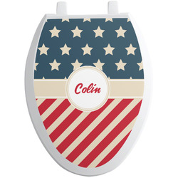 Stars and Stripes Toilet Seat Decal - Elongated (Personalized)