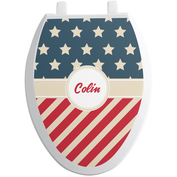 Stars and Stripes Toilet Seat Decal Elongated