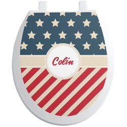 Stars and Stripes Toilet Seat Decal (Personalized)