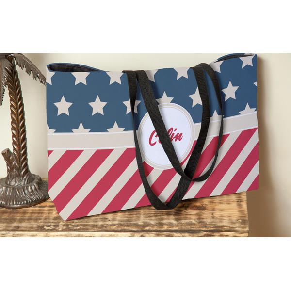 Stars and Stripes Tote w/Black Handles - Lifestyle View
