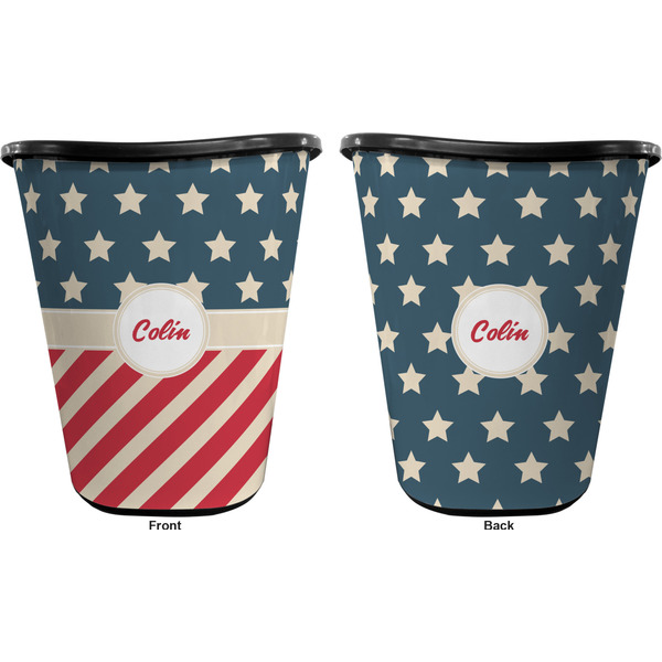 Stars and Stripes Trash Can Black - Front and Back - Apvl