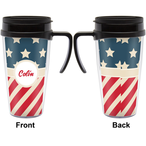 Stars and Stripes Travel Mug with Black Handle - Approval