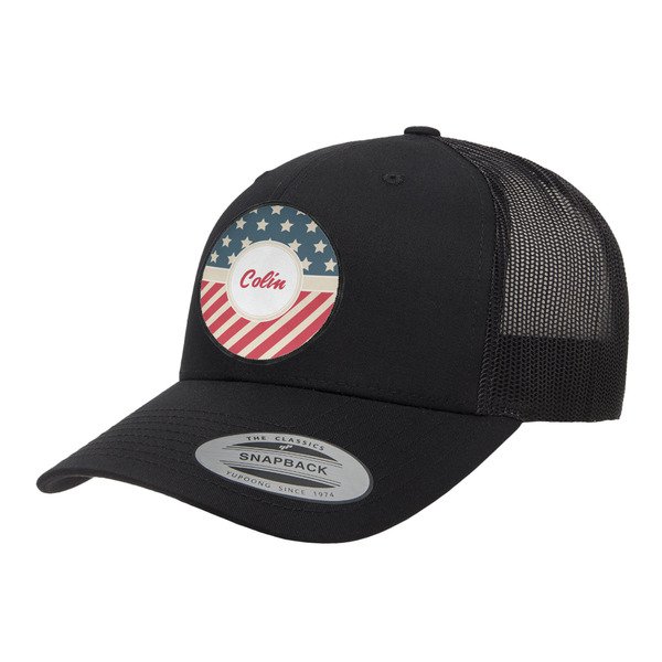 Custom Stars and Stripes Trucker Hat - Black (Personalized)