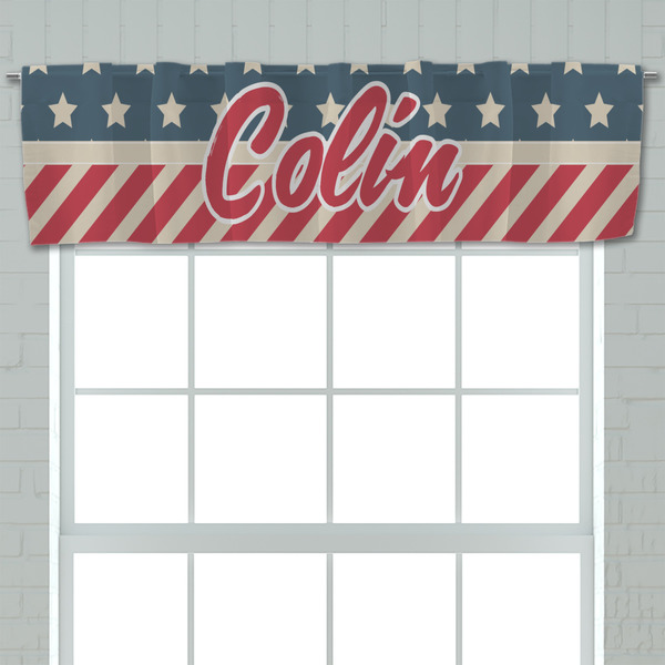 Stars and Stripes Valance - Closeup on window