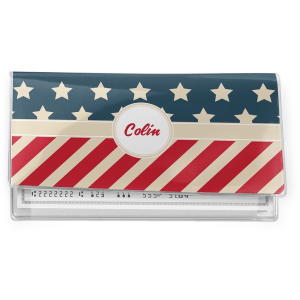 Custom Stars and Stripes Vinyl Checkbook Cover (Personalized)