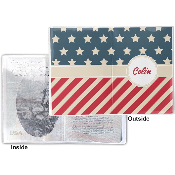 Stars and Stripes Vinyl Passport Holder - Flat Front and Back