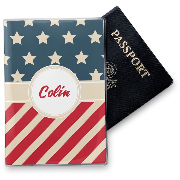 Custom Stars and Stripes Vinyl Passport Holder (Personalized)