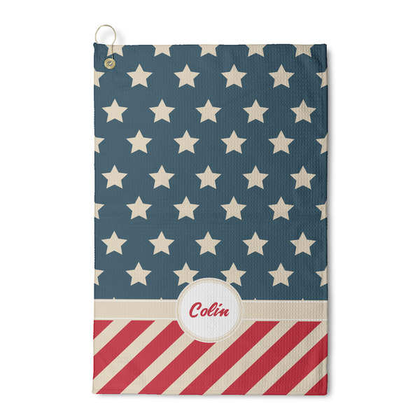 Custom Stars and Stripes Waffle Weave Golf Towel (Personalized)