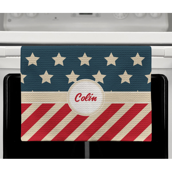 Stars and Stripes Waffle Weave Towel - Full Color Print - Lifestyle2 Image