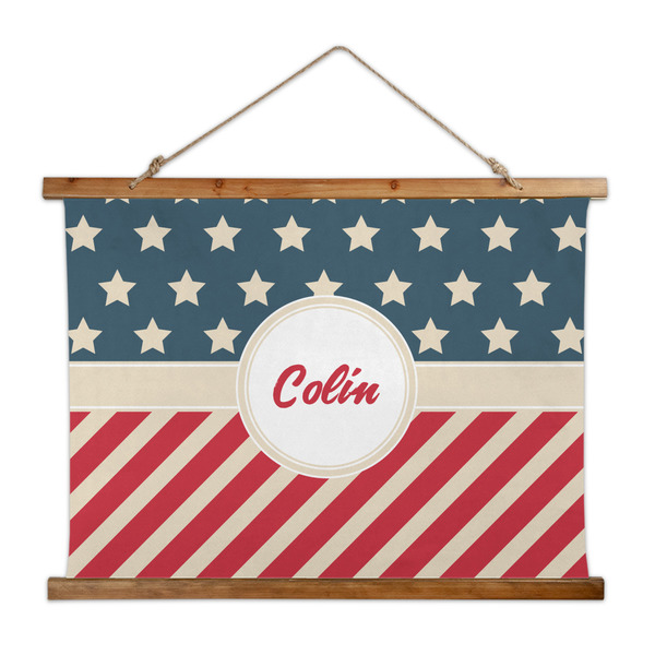 Custom Stars and Stripes Wall Hanging Tapestry - Wide (Personalized)