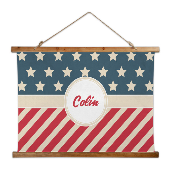 Custom Stars and Stripes Wall Hanging Tapestry - Wide (Personalized)