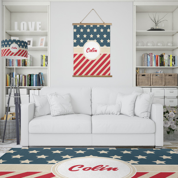 Stars and Stripes Wall Hanging Tapestry - Portrait - IN CONTEXT
