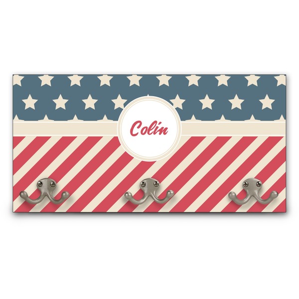 Custom Stars and Stripes Wall Mounted Coat Rack (Personalized)