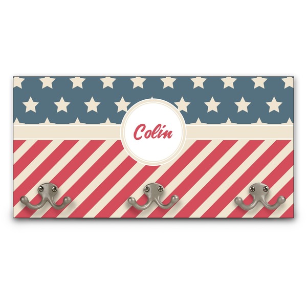 Custom Stars and Stripes Wall Mounted Coat Rack (Personalized)